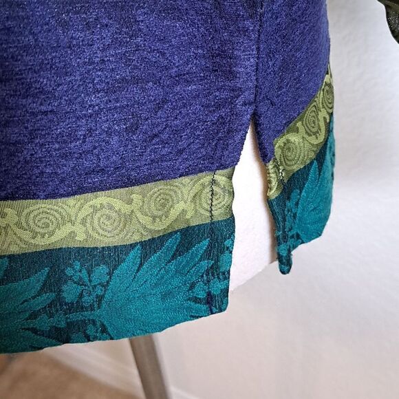 Chico’s Women’s Jacket Turquoise Purple Green Stripe Front Button Size 0 =XS 4/6 - Picture 3 of 11